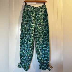 Diane Von Furstenberg Green and Blue Patterned Joggers new condition
